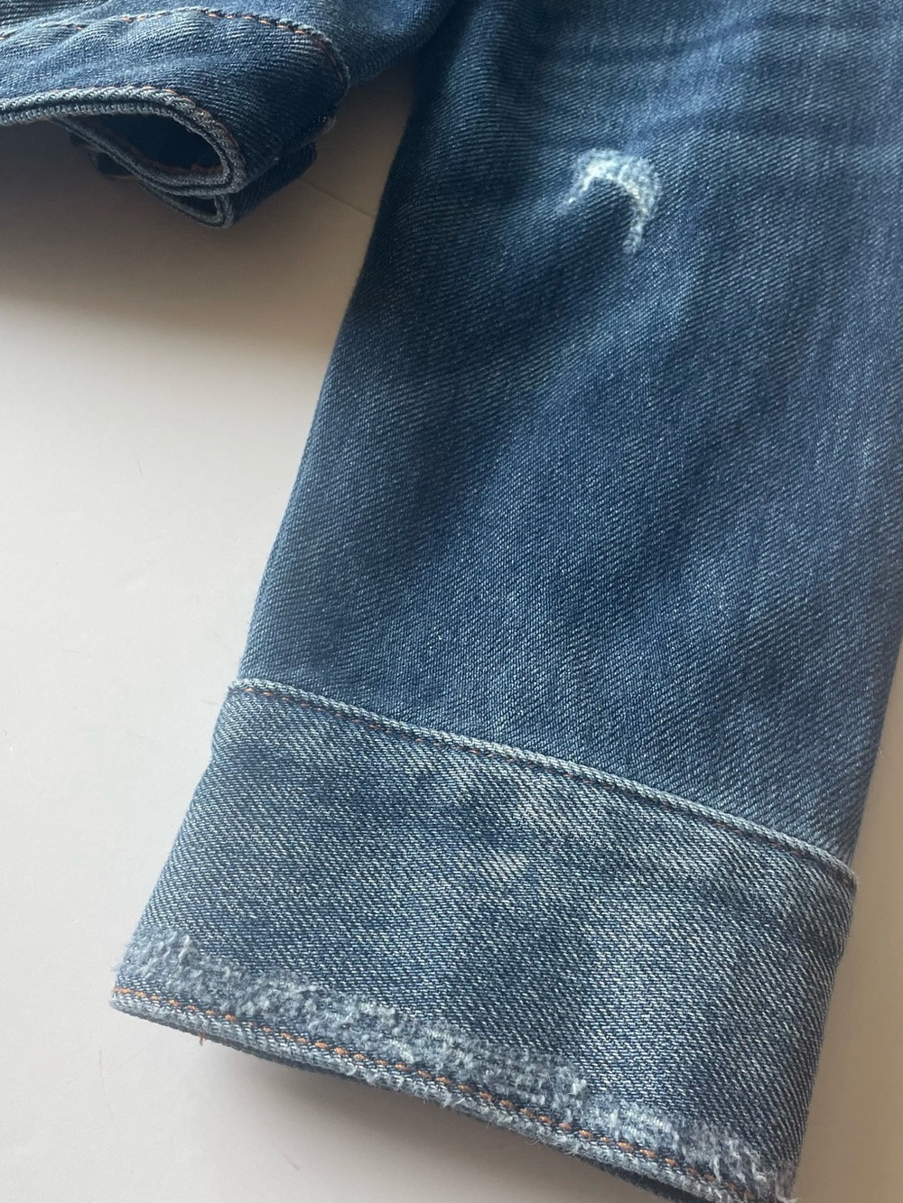 Evereve Jean Denim Buckle Distressed Jacket Size L - Picture 12 of 14